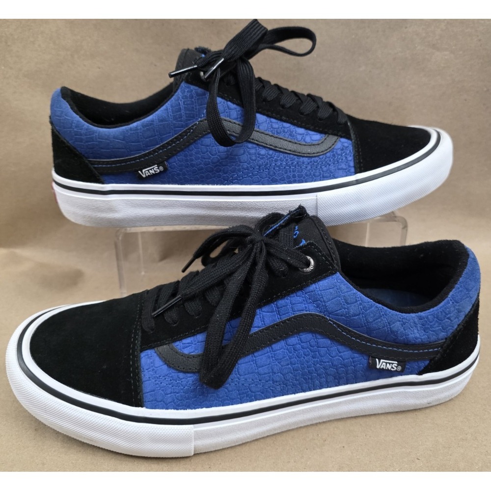 VANS (Sz 11) Old Skool x Rowan Zorilla Mens Black/Blue Croc Suede Skate Shoes